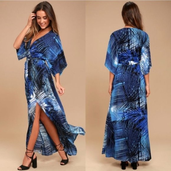 Lulus Dresses & Skirts - Lulu's Sign of the Times Maxi Dress Blue Medium